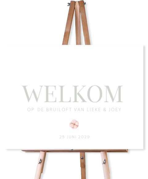 Welkomstbord bruiloft – minimalistisch met roze bloem - Soft Bloom