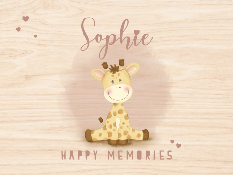 Houten memory box met girafje voor happy memories