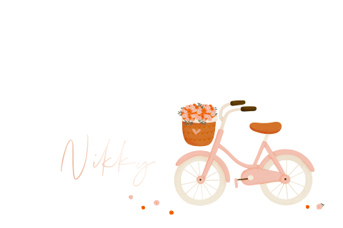 Geboortekaartje meisje roze fiets met bloemen en rosefolie