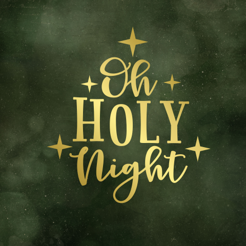 chique kerstkaart Oh holy night groen met goudfolie