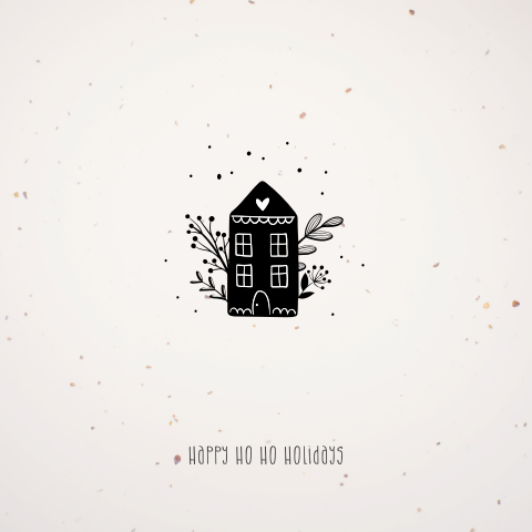 duurzaam kerstkaartje lieve illustratie huisje takjes