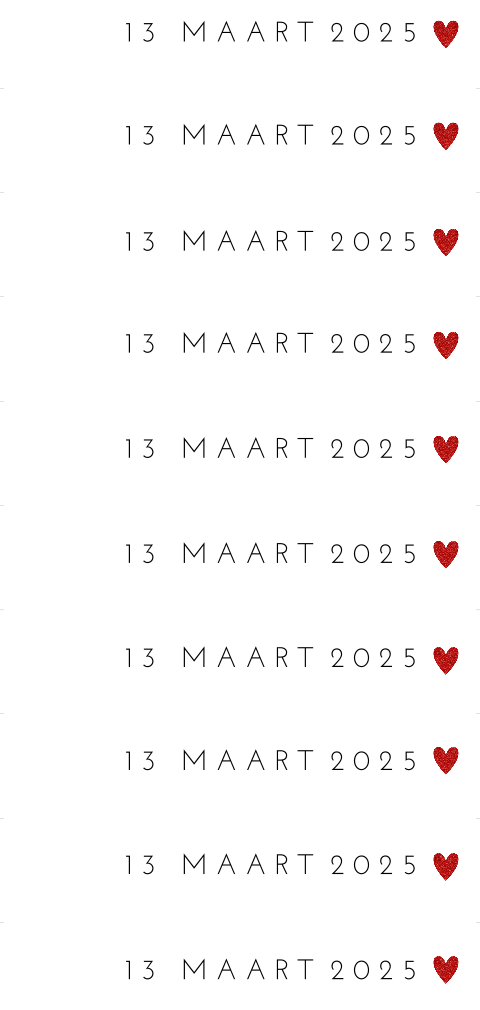 DIY label trouwdatum hartje glitter rood