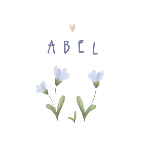 Originele sluitzegel geboortekaartje bloemetjes blauw