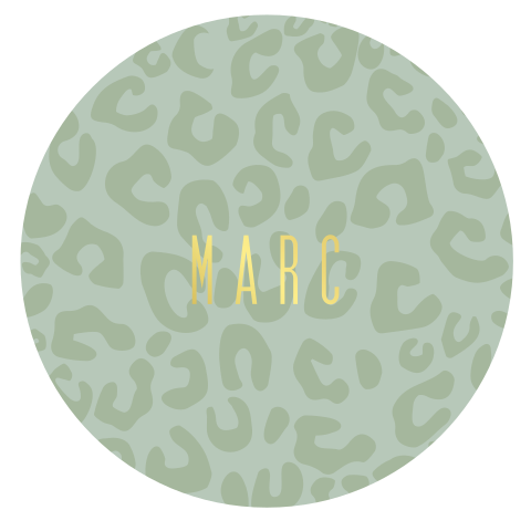 Rond geboortekaartje groene panterprint