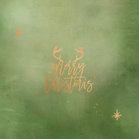 Stijlvolle kerstkaart Merry Christmas groen met koperfolie
