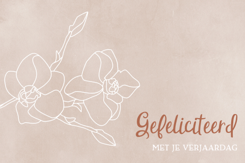 Verjaardagskaart met lijntekening bloem