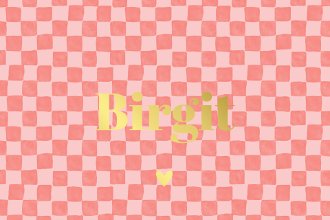 Kleurrijk geboortekaartje color blocking in roze met goud