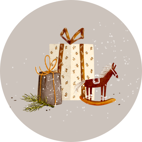 sluitzegel kerstcadeautjes hobbelpaardje