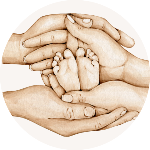 Sluitzegel babyvoetjes en handen waterverf