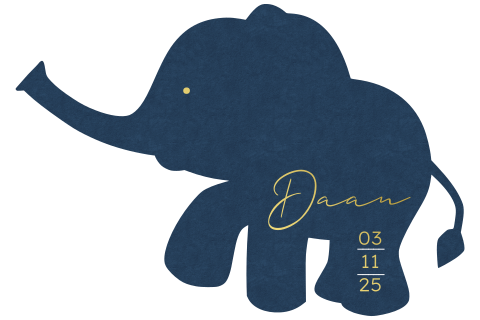 Origineel geboortekaartje olifant blauw