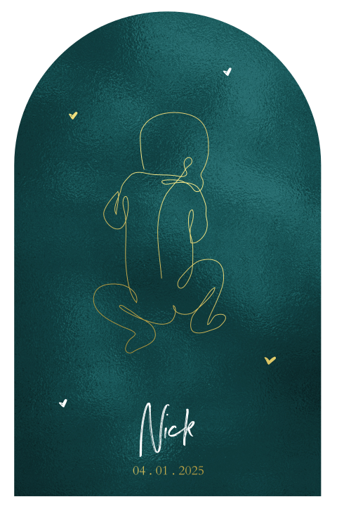 Geboortekaartje lijnillustratie baby