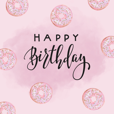 Verjaardagskaart roze donuts Happy Birthday