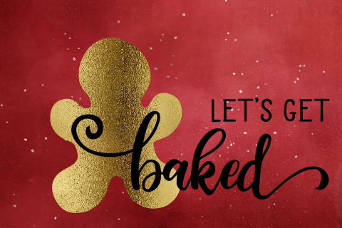 grappige kerstkaart Let's get baked - rood