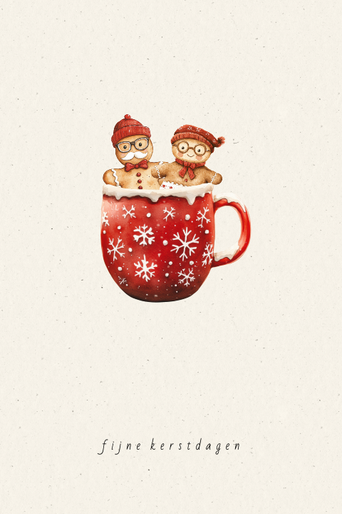 kerstkaart illustratie personaliseren eigen gezin kerstmok rood
