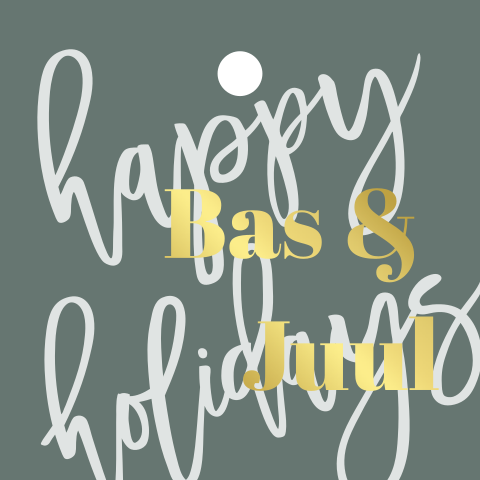 vierkant cadeaulabel naam happy holidays  | 16 stuks