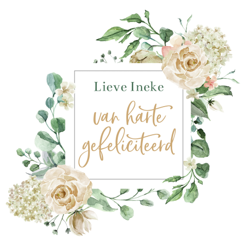 Verjaardagskaart met witte bloemen