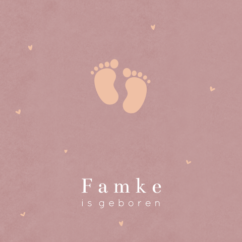 Geboortebord oudroze met babyvoetjes