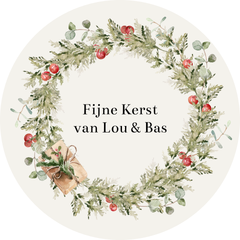sticker kerstkrans kerstcadeau illustratie