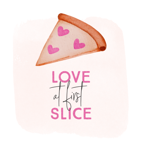 Valentijnskaart pizza love at first slice