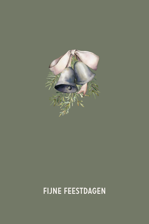 kerstkaart illustratie kerstbellen en takjes