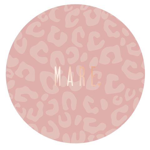 Ronde geboortekaart roze panterprint
