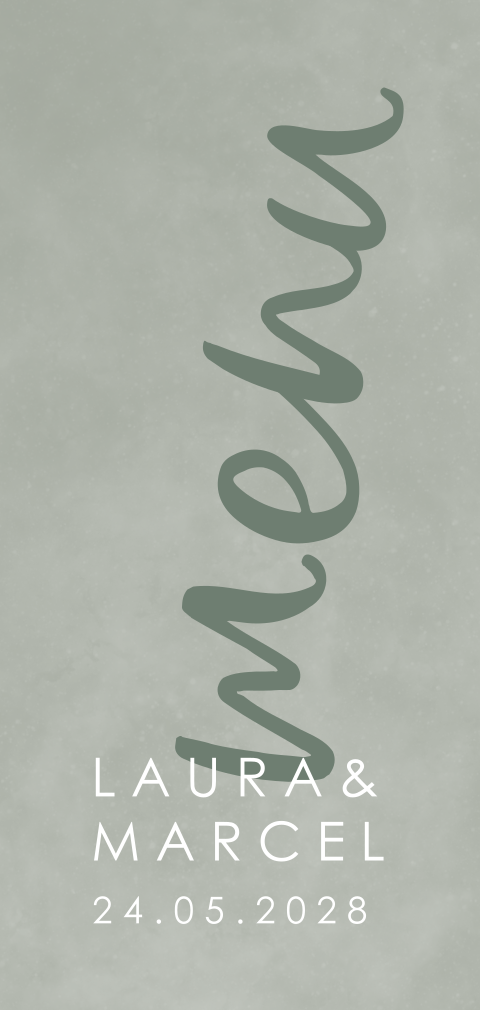 Minimalistische menukaart in groen met kalligrafie