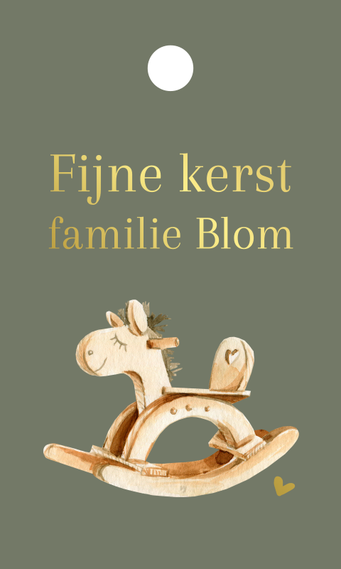 label kerst naam illustratie houten hobbelpaardje | 18 stuks