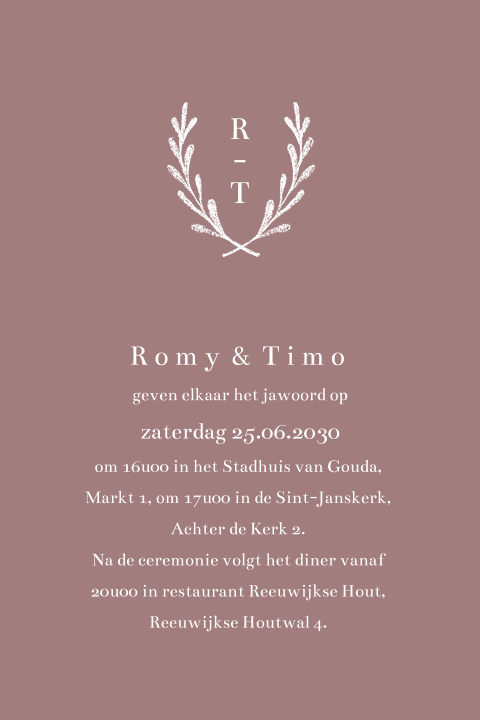 Minimalistische trouwkaart met takjes