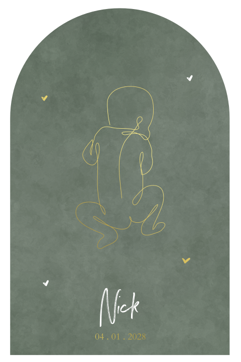 Geboortekaartje lijnillustratie baby