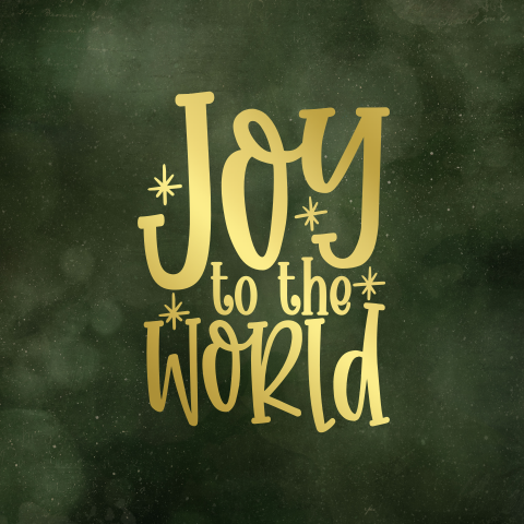 chique kerstkaart Joy to the world groen met goudfolie