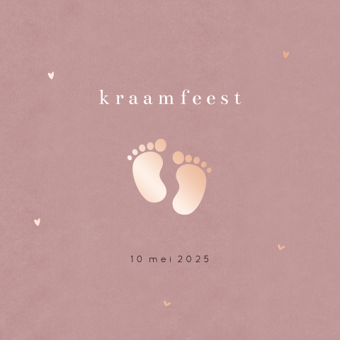 Kraamfeest babyborrel meisje oudroze voetjes