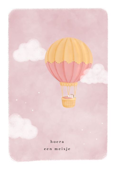 Felicitatiekaart geboorte meisje - baby in luchtballon