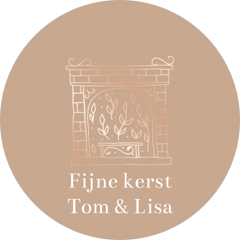 ronde sticker kerst open haard folie naam