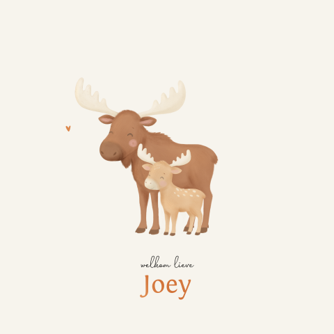 Geboortekaartje eland broertje | Neutraal bosdieren geboortekaartje