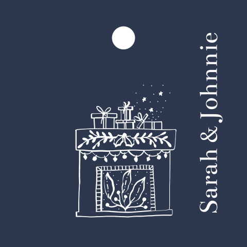 label kerst open haard vierkant | 16 stuks