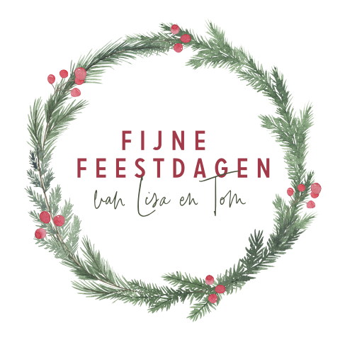 ronde sticker kerstcadeautjes naam kerstkrans besjes