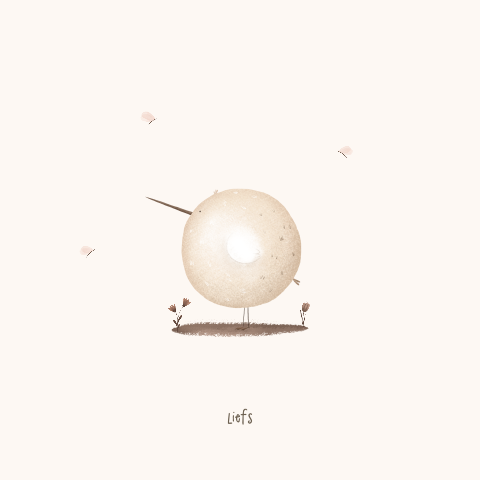 Leuk kaartje met vogeltje en vlindertjes