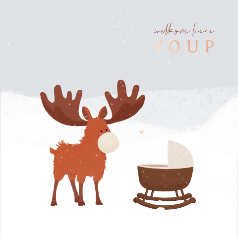 Geboortekaartje eland wiegje winter