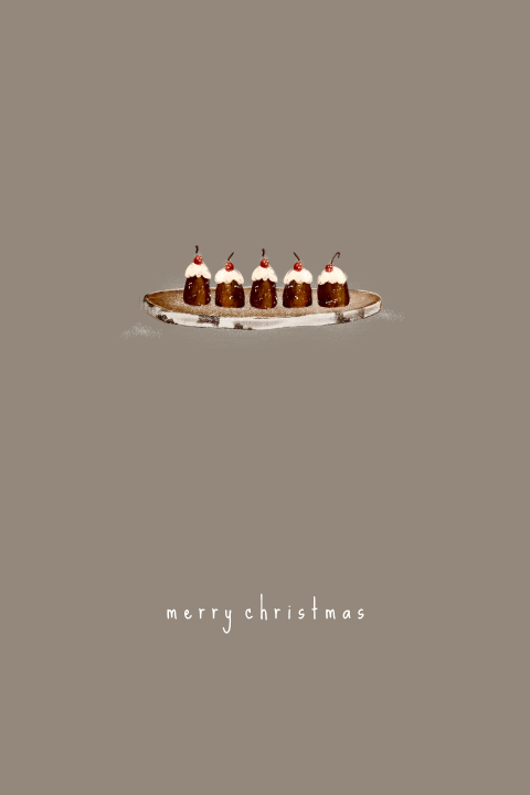 kerstkaart illustratie kerstgebak sneeuw