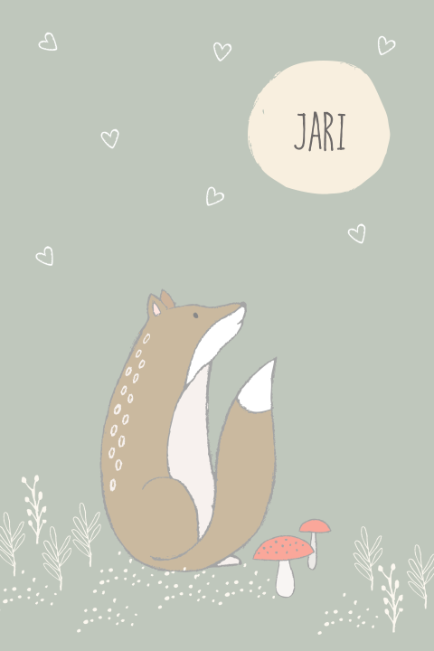 Lief geboortekaartje voor een jongen met vosje