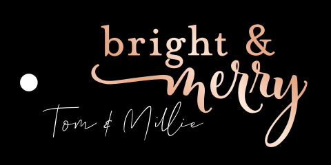 luxe gepersonaliseerde label kerst bright and merry  | 18 stuks