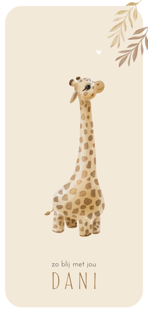 Lief geboortekaartje met schattige giraffe