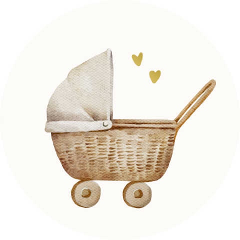 Lieve sluitzegel voor geboorte met kinderwagen