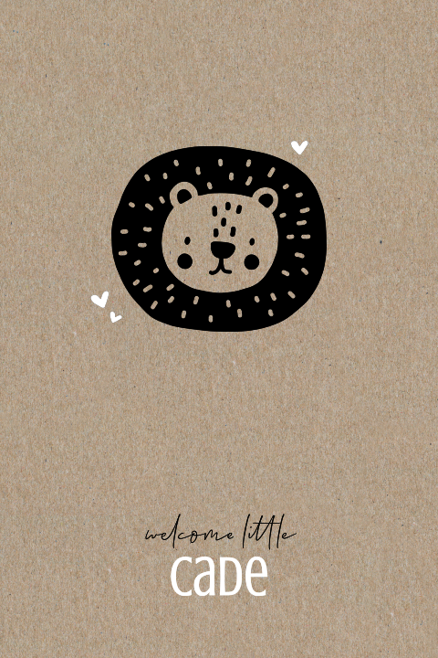 Geboortekaartje kraf met leuke illustratie van een leeuw