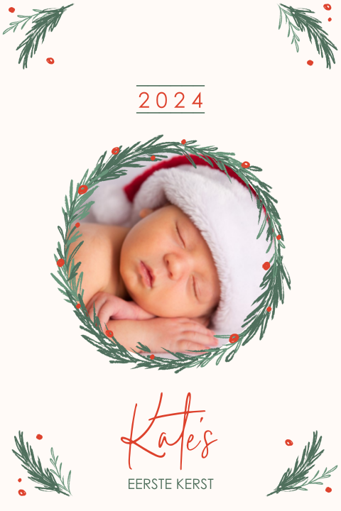 lieve kerstkaart eerste kerst baby lichtroze