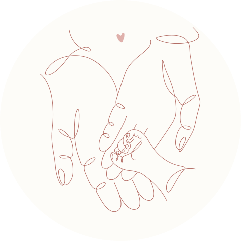 Sluitzegel geboorte met lijntekening handen