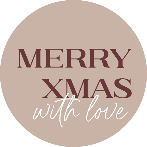kerststicker merry xmas with love
