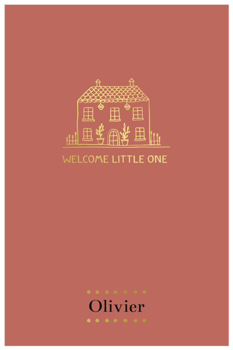 Jongensgeboortekaartje met huisje Welcome Little One