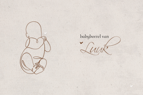Kraamkaartje voor babyborrel kraamfeest naturel lijntekening
