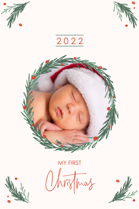 lieve kerstkaart eerste kerst baby roze